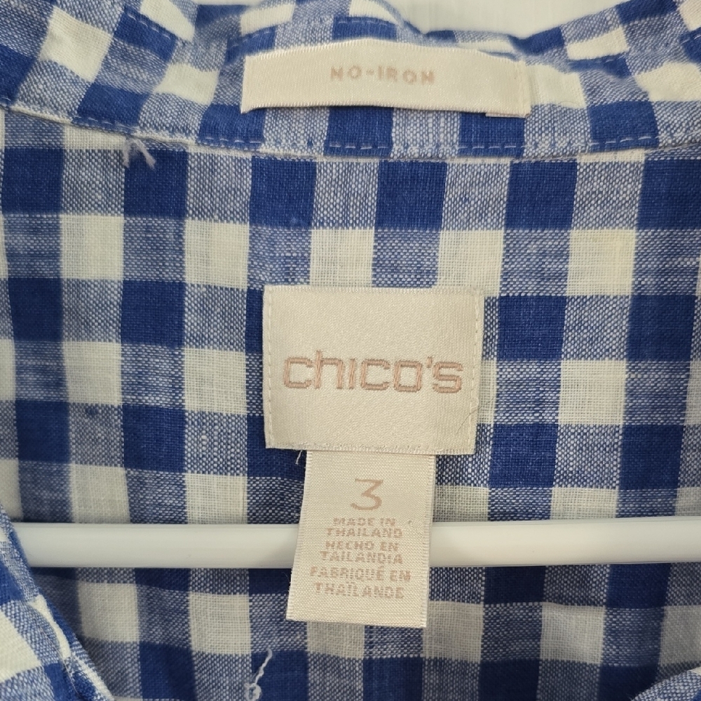 Chico's Blue and White Plaid Shirt - Picture 2 of 6